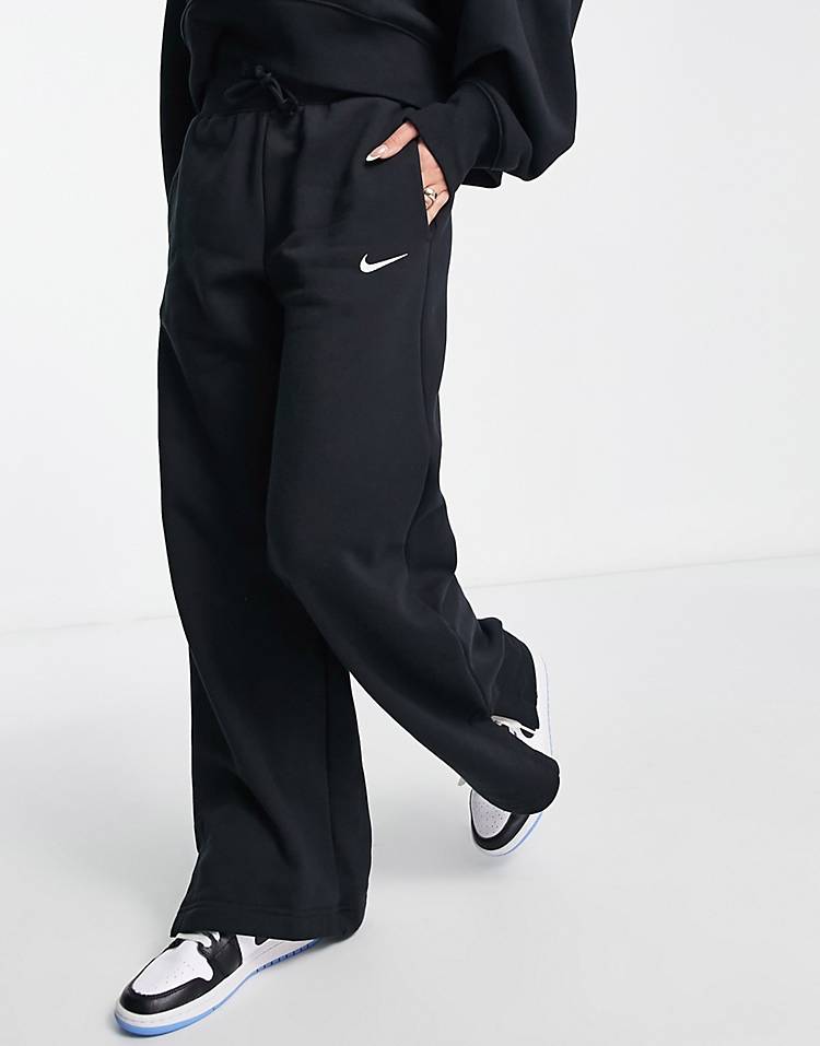 Nike Phoenix Fleece wide sweatpants in black - BLACK